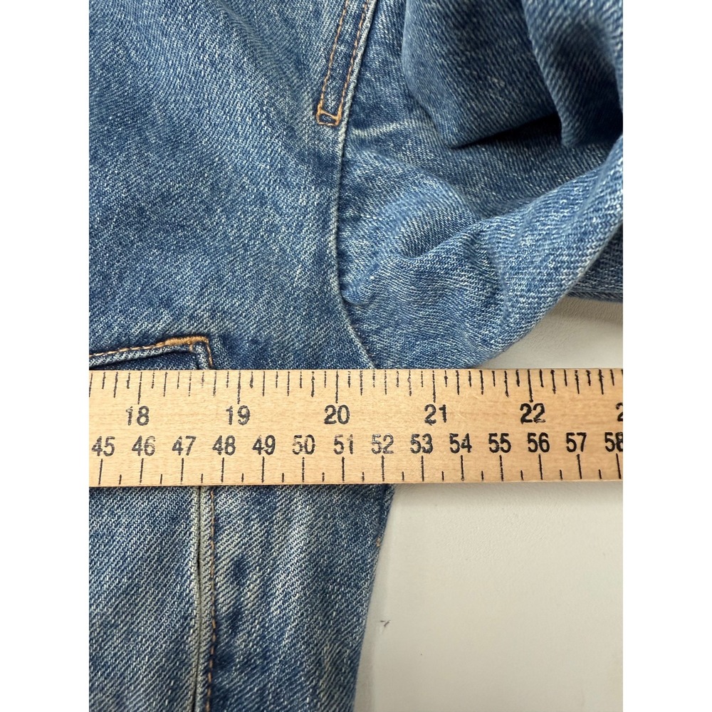 Zara Women Medium Wash Cropped Oversized Bomber Denim Jacket Large NEW - Picture 6 of 9